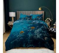 CHCHNXY Funda Nordica Cama 90 Fondo del Mar Infantil Juego de Funda de Edredón de Microfibra de 3 Piezas,con Cremallera,Suave 1 Funda de Edredón 150x220cm+2 Fundas de Almohada 50x80cm