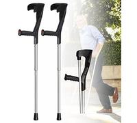CHCWR 1 par de muletas ortopédicas, muletas del antebrazo con puño Abierto, muletas canadienses, Plegable Palo de Aluminio Ajustable, para Altura 166-196 cm, Carga de 150 kg, Negro