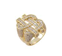 CHCWR 14k Gold Hollowed Dollar Sign Rings Moissanite, estilo de hip-hop audaz, anillo de hombres de lujo, ideal para declaraciones de moda audaces