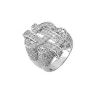 CHCWR 14k Gold Hollowed Dollar Sign Rings Moissanite, estilo de hip-hop audaz, anillo de hombres de lujo, ideal para declaraciones de moda audaces