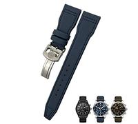 CHCWR 20 mm de 21 mm 22 mm Nylon Born Watch Band Fit para IWC Big Pilot IW377714 Mark18 Spitfire Nylon Real Leather (color: línea negra, tamaño: cierre de plata de 22 mm)