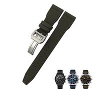 CHCWR 20 mm de 21 mm 22 mm Nylon Born Watch Band Fit para IWC Big Pilot IW377714 Mark18 Spitfire Nylon Real Leather (color: línea negra, tamaño: cierre de plata de 22 mm)