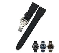 CHCWR 20 mm de 21 mm 22 mm Nylon Born Watch Band Fit para IWC Big Pilot IW377714 Mark18 Spitfire Nylon Real Leather (color: línea negra, tamaño: cierre de plata de 22 mm)