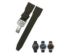 CHCWR 20 mm de 21 mm 22 mm Nylon Born Watch Band Fit para IWC Big Pilot IW377714 Mark18 Spitfire Nylon Real Leather (color: línea negra, tamaño: cierre de plata de 22 mm)