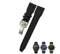 CHCWR 20 mm de 21 mm 22 mm Nylon Born Watch Band Fit para IWC Big Pilot IW377714 Mark18 Spitfire Nylon Real Leather (color: línea negra, tamaño: cierre de plata de 22 mm)