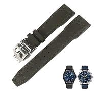 CHCWR 21 mm 20 mm Nylon Cernera Black Black Blue Green Watch Store Fit for IWC IW377714 Mark18 Pilot Stop Bands de cuero de pistola (color: Pon verde, tamaño: Silver Scoper de 21 mm)