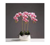 CHCWR 3/6/10 Cabezas Orquídeas Artificiales Plantas en Maceta Blanca para decoración Toque Real Phalaenopsis Bonsai Arreglos de Mesa para hogar/parrous/Boda