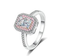 CHCWR 925 anillos aniversario bandas halo, 1ct moissanite anillos de aniversario para mujeres plata esterlina