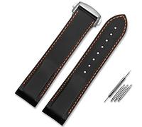 CHCWR Adecuado para la banda de reloj de silicona de 22 mm de omega banda de 20 mm con correas de wristrubber de extremo curvo plegable (color: negro rojo negro, tamaño: 22 mm)