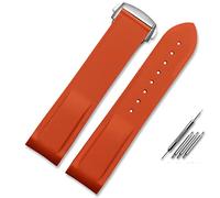CHCWR Adecuado para la banda de reloj de silicona de 22 mm de omega banda de 20 mm con correas de wristrubber de extremo curvo plegable (color: negro rojo negro, tamaño: 22 mm)