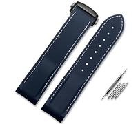 CHCWR Adecuado para la banda de reloj de silicona de 22 mm de omega banda de 20 mm con correas de wristrubber de extremo curvo plegable (color: negro rojo negro, tamaño: 22 mm)