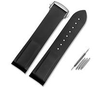 CHCWR Adecuado para la banda de reloj de silicona de 22 mm de omega banda de 20 mm con correas de wristrubber de extremo curvo plegable (color: negro rojo negro, tamaño: 22 mm)