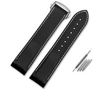 CHCWR Adecuado para la banda de reloj de silicona de 22 mm de omega banda de 20 mm con correas de wristrubber de extremo curvo plegable (color: negro rojo negro, tamaño: 22 mm)