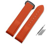 CHCWR Adecuado para la banda de reloj de silicona de 22 mm de omega banda de 20 mm con correas de wristrubber de extremo curvo plegable (color: negro rojo negro, tamaño: 22 mm)