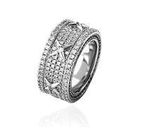 CHCWR Anillo de estrella vintage de 14k Gold, anillo de hip-hop moissanite densamente establecido, una opción retro-chic para eventos especiales o fiestas, regalos para papá