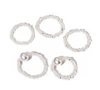 CHCWR Anillo de perlas de arroz elástica blanca vintage de 5 piezas Anillo de cuentas de arroz con cuentas