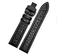 CHCWR Banda de reloj de cuero de cocodrilo para cualquier pulsera de marca 12 13 14 Correas de 15 mm con cierre plegable (color: broche de oro de 10 mm, tamaño: 14 mm)