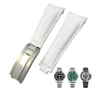 CHCWR Banda de reloj de cuero de extremo de arco de 20 mm adecuado para submarinero GMT Bamboo Grain verde azulado azul marrón vaquera correa para la correa
