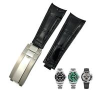 CHCWR Banda de reloj de cuero de extremo de arco de 20 mm adecuado para submarinero GMT Bamboo Grain verde azulado azul marrón vaquera correa para la correa