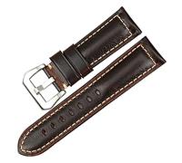 CHCWR Banda de reloj de cuero de vaca vintage 20 mm 22 mm 24 mm 26 mm Accesorios de relojes marrones compatibles con correa de reloj /22 mm/negro B