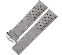 CHCWR Banda de reloj de cuero genuina para correa de reloj con hebilla plegable de 20 mm 22 mm gris negro vaca de vaca leah
