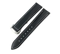 CHCWR Banda de reloj de cuero genuino 20 mm 22 mm 18 mm 19 mm 21 mm Fit for Omega Seamaster AT150 Diver 300 de Ville Cowhide Alligator Start (color: negro, tamaño: 20 mm)