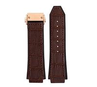 CHCWR Banda de reloj de goma de cuero de vaca real de 25 * 19 mm para Classic Fusion Universo Big Bang Series Men Belt Watch Bankl Buckl