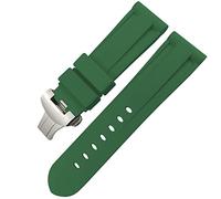 CHCWR Bandeo de goma Butterfly Banda de reloj de goma 24 mm 26 mm para luminor Silicona colorida Sport Sport Strap/K Green Silver 2/24 mm