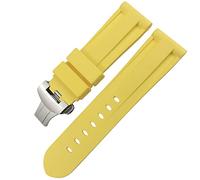 CHCWR Bandeo de goma Butterfly Banda de reloj de goma 24 mm 26 mm para luminor Silicona colorida Sport Sport Strap/Amarillo Silver 2/26 mm
