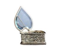 CHCWR Cajas de joyería Caja de joyería de Metal Transparente de Vidrio Dorado Baratija Caja organizadora de joyería pequeña Forma de corazón y Diamante. Estuche para joyería Accesorios para joyería