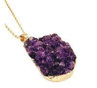 CHCWR Collar de colgante dorado de colgante dorado electrochalado de cristal primitivo geométrico irregular accesorios unisex