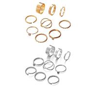 CHCWR Conjunto de anillo de giro redondo geométrico creativo Gold Silver Diamond Knuckle Rings de 18 piezas