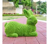 CHCWR Estatua de conejo flocado para jardín, decoración de conejito de musgo de Pascua, animal de césped artificial, FRP impermeable anti-ultravioleta, para patio, césped, patio, D