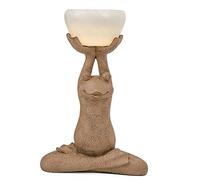 CHCWR Estatua de Piedra de Rana Zen de la Estatua Solar de la Rana Rana con decoración Solar LED, Adorno de Rana de Yoga Animal Zen, sosteniendo Figuras de Frasco Solar, 26.4 Pulgadas de Alto, Gris