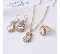 CHCWR Fashion Women 925 Pendientes de circón de plata collar Joya de boda