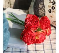 CHCWR Flor Artificial, 5 Peonies Bouquet Home Wedding Party Decoration Novias y Damas de Honor Que sostiene Flores Flor Falsa (Blanco)