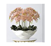 CHCWR Flores de orquídeas Artificiales Plantas con jarrón Gran PU Phalaenopsis Flores Falsas en el jarrón Flores Falsas Centres de Mesa de arreglos Decoración del Comedor