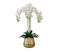 CHCWR Flower Falso Blanco Phalaenopsis Juego de jarrón Lugar Flores Flor Artificial Bouquet Home Sala de Estar Decoración para la Mesa de la casa Decoración del Escritorio de la Oficina