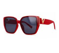 CHCWR Gafas de sol en forma de V para mujer, estilo retro, estilo vintage, color negro, C3 Rojo Gris, Talla única