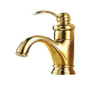 CHCWR Grifos de baño Retro Gold Antique de latón grita de baño de latón Retro Baño de baño Compatible con Fregadero 1 hoyo Compatible con baño, Oro, instalación fácil