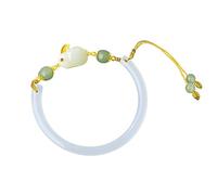 CHCWR Hetian Jade Jade Hand Rope Media brazalete de plata hembra Silver Bracelet