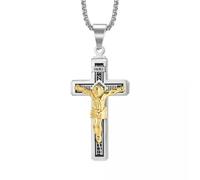 CHCWR Jesús Crucifijo Cruz Colgante Collar Religioso Collar de Joyería Cristiana 24 "Plata