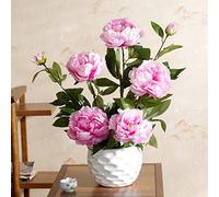 CHCWR Juego de Flores de peonía Artificial Bouquet de Flores de Seda Falsa para la Sala de Estar de la Sala de Estar Decoración de la Fiesta de Bodas Florales para la Mesa de la casa Decoración del