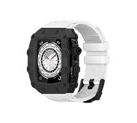 CHCWR Kit de modificación de correa de goma de reloj de fibra de carbono, para banda de 45 mm 44 mm 9 8 7 SE 6 5 4 Serie de vigilancia de la serie Reemplazar la pulsera de la pulsera de correa