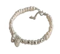 CHCWR Nuevo 2026 925 Silver geométrico perla punk brazalete asimétrico irregular ajustable para mujer su regalo de joyería de moda con ustedes accesorios de moda creativa