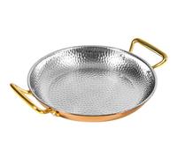 CHCWR Paellera española martillada a mano, antiadherente, con asas de doble remache para hogares o restaurantes, 18 cm, plata/oro rosa/32 cm