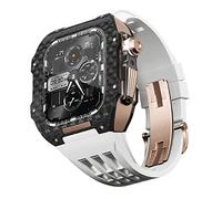 CHCWR Para la banda 9 8 7 6 SE 5 4 Serie 44 mm Kit de modificación de la banda de 45 mm de 45 mm, accesorios de reemplazo de la banda de relojes de goma de fibra de fibra de carbono