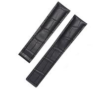 CHCWR Para la brazalete de banda de reloj de cuero genuino 19 20 22 mm para hombres de muñeca con broche plegable (color: azul sin cierre, tamaño: 20 mm)