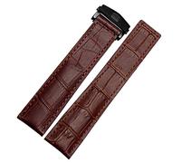 CHCWR Para la brazalete de banda de reloj de cuero genuino 19 20 22 mm para hombres de muñeca con broche plegable (color: azul sin cierre, tamaño: 20 mm)