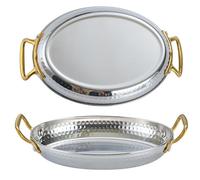 CHCWR Partita de paella española ovalada de 6 tamaños, software de paella con martillo de marea sin pata antiadherente con mango dual para casas o restaurantes/plata/20 cm